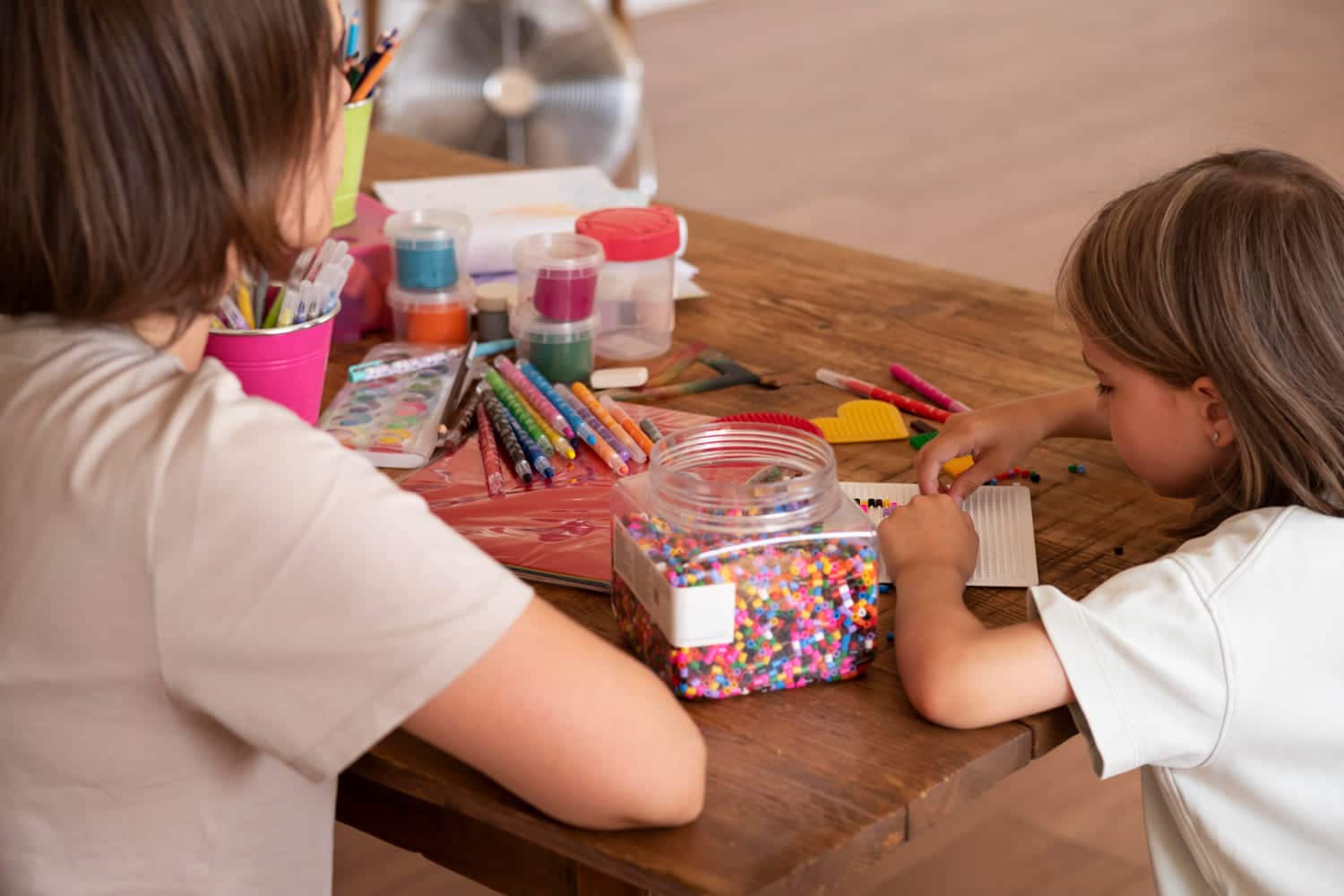 girl being creative at home
